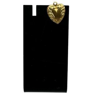 Gold Tone Heart Pendant Intricate Etched Floral Design Womens Fashion Jewelry